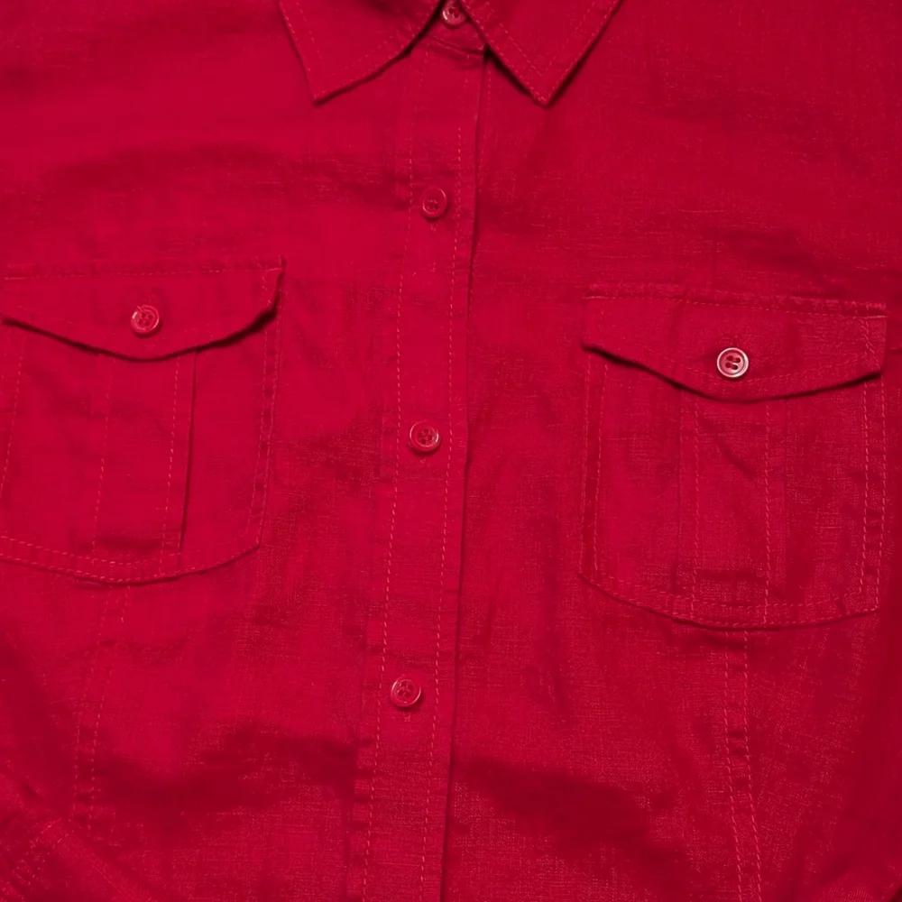 Liz Claiborne Crimson Red Work Shirt Professional Button Up Top XL - Picture 8 of 9